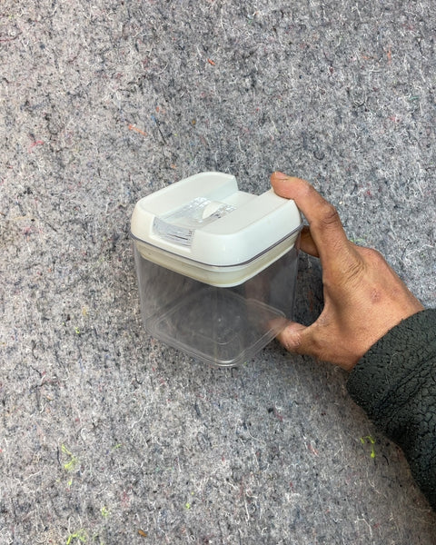 Clear Plastic Food Storage Container with White Lid