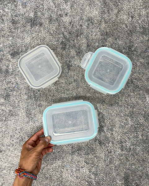 Glass Food Storage Containers with Latching Lids, Set of 3