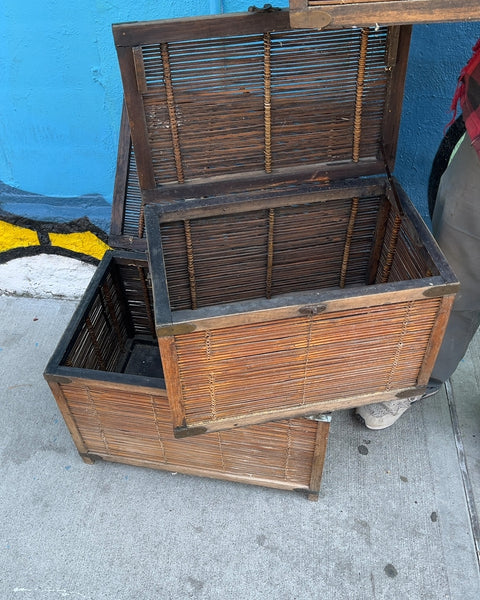 Three Vintage Wicker Storage Boxes, 23x14x15"