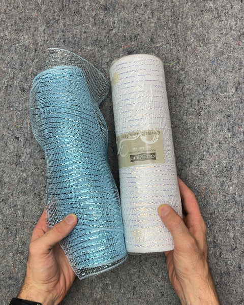 Celebrate It Blue and White Deco Mesh Rolls