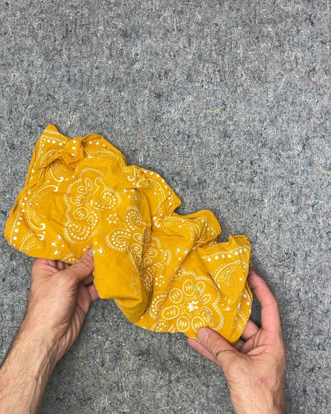 Yellow Bandana with White Paisley Print
