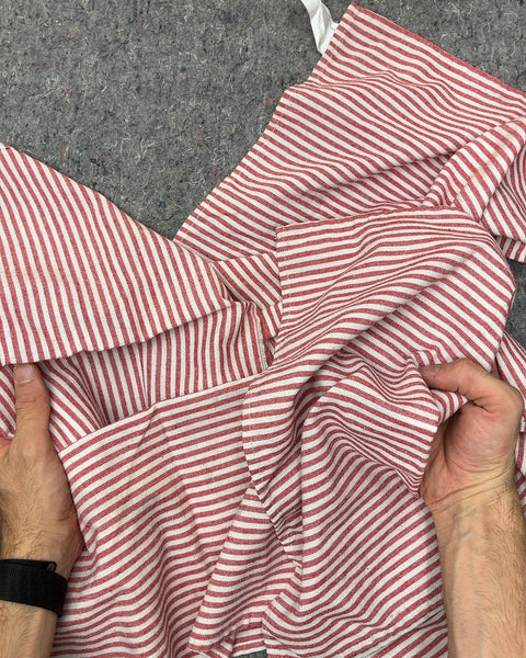 5 Red and White Striped Fabric Napkins