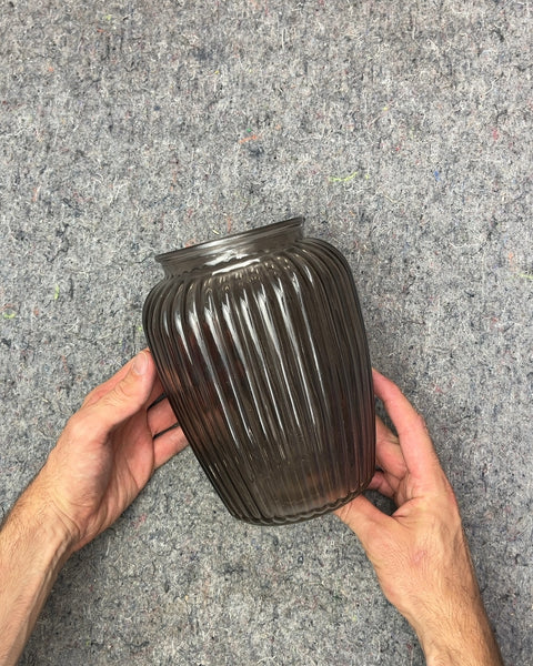 Ribbed Glass Vase, H8"
