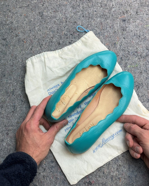 Cute French Sole Scalloped Ballet Flats That Look Like Chloé, Size US 7 W