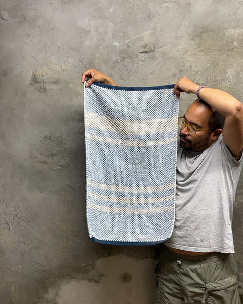 Blue and White Striped Bath Mat, 22x29"
