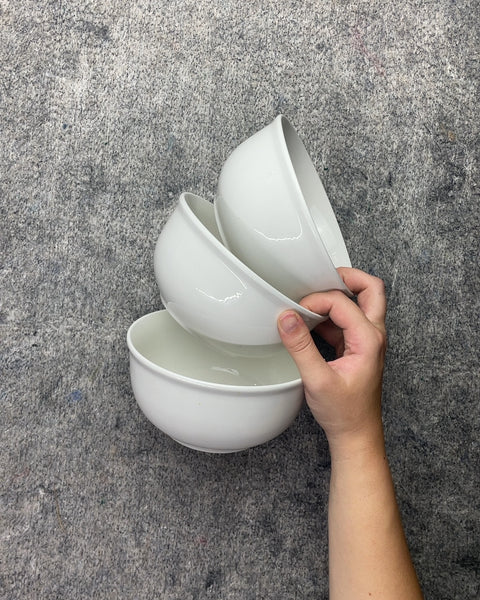 White Ceramic Bowls, Set of 3