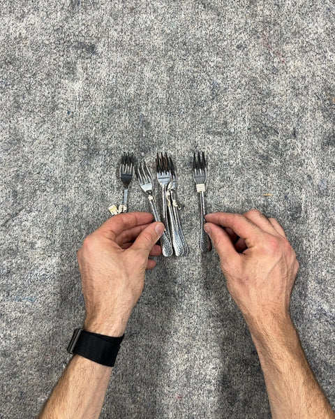 Crate & Barrel Silver Dessert Forks Set