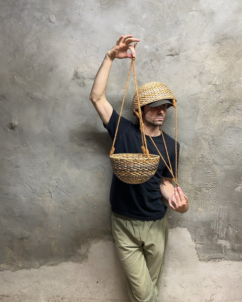 Two Woven Hanging Basket Planters, W10"