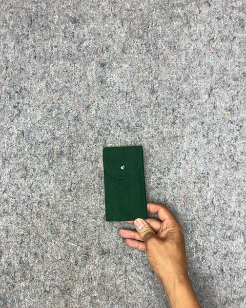 Green Felt Pouch with Snap Closure