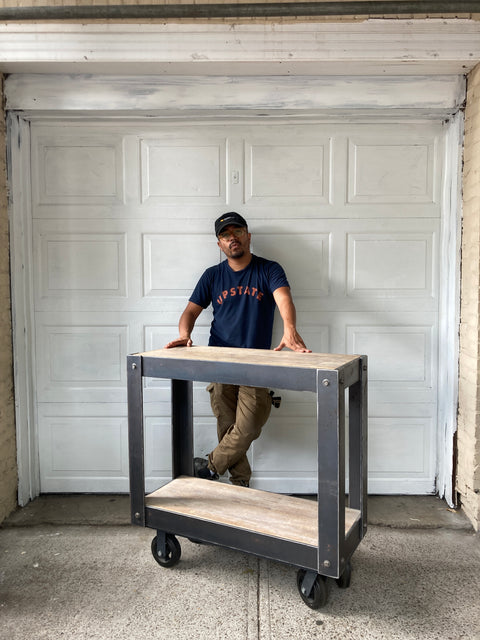 Industrial Style Rolling Bar Cart, W37xD14xH37”