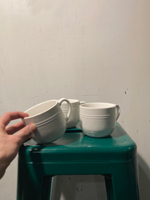 3 White Mugs