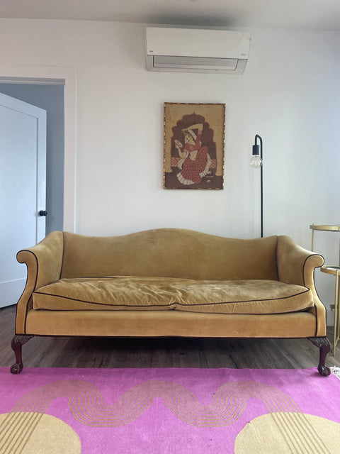 Georgian-style Velvet Couch, 74x33x20x32”