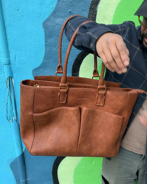 LIFEAMAR Leather Laptop Tote Bag