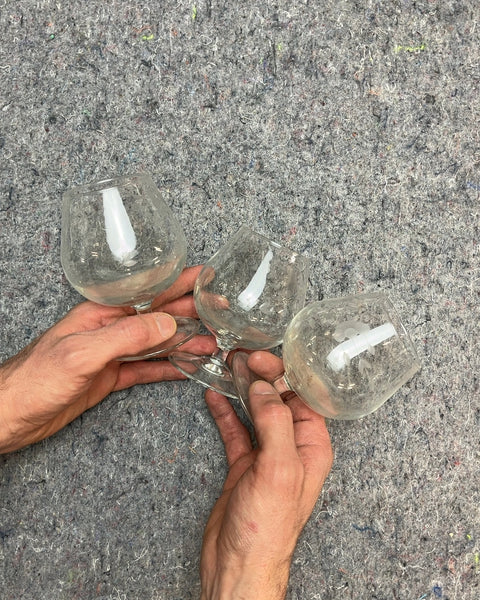 4 Princess House Heritage Crystal Brandy Snifter Glasses