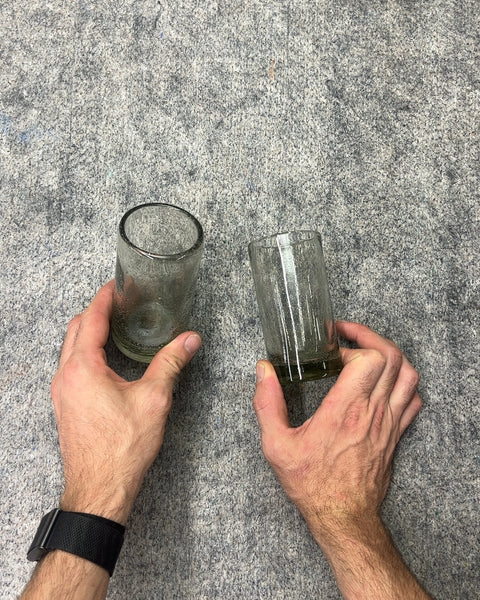 Set of 2 Cool Green Tinted Drinking Glasses