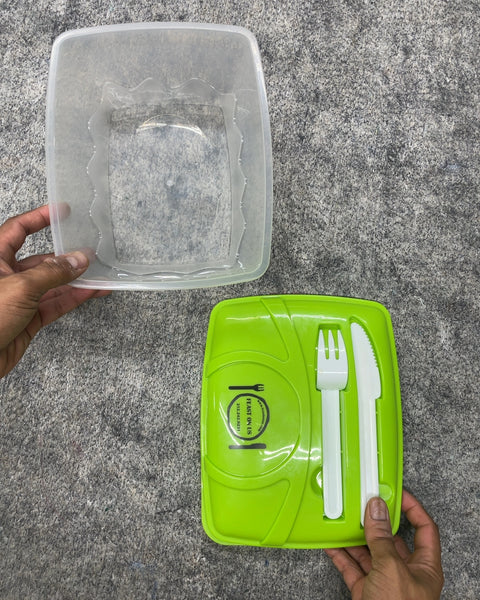 Plastic Lunch Box with Fork and Knife