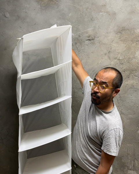 White Hanging Closet Organizer with Six Shelves