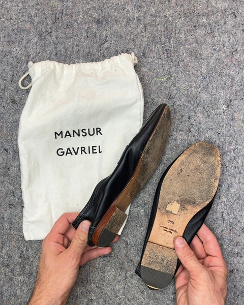 Mansur Gavriel Black Leather Loafers, Size 38.5