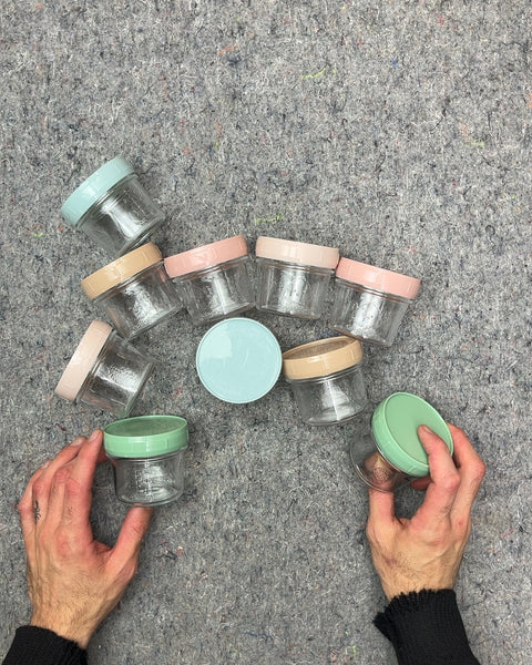 Glass Baby Food Storage Jars with Pastel Lids