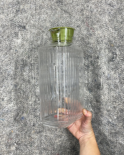 Clear Glass Pitcher with Green Lid