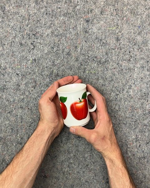 White Ceramic Apple Mug With A Small Chip