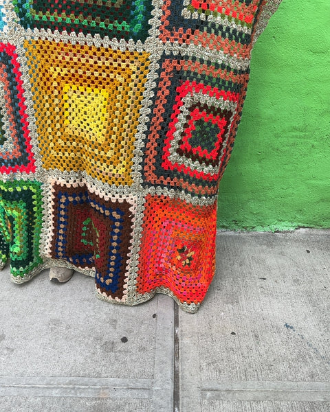 Colorful Granny Square Crochet Blanket, 50x60"
