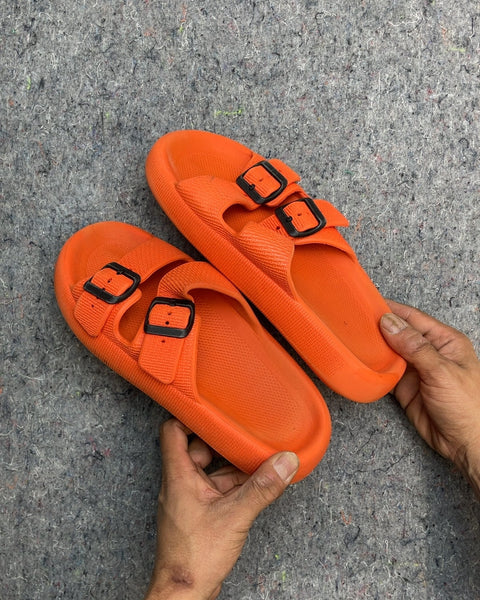 Orange Slide Sandals, Sz 39-40
