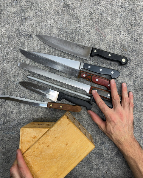 J.A. Henckels Wooden Knife Block with Assorted Kitchen Knives and Honing Steel Set
