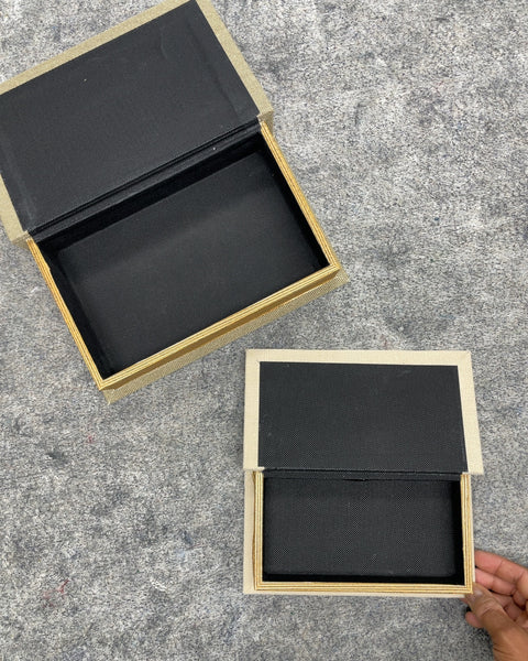 Linen Decorative Book Storage Boxes, Set of 2