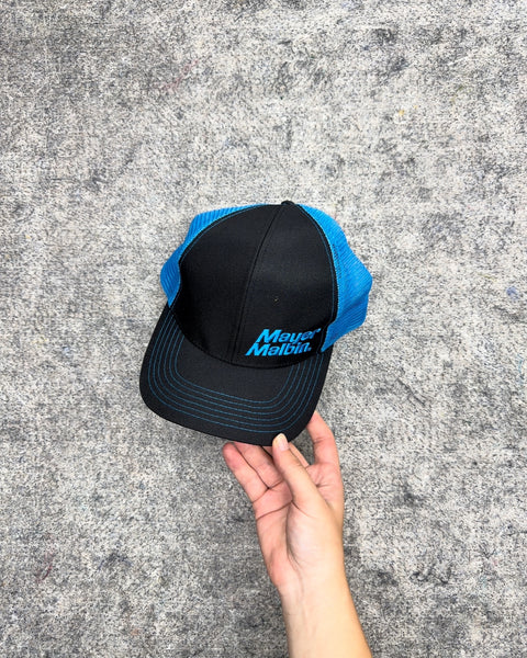 Mayer Malbin Mesh Trucker Snapback Hat in Black and Blue