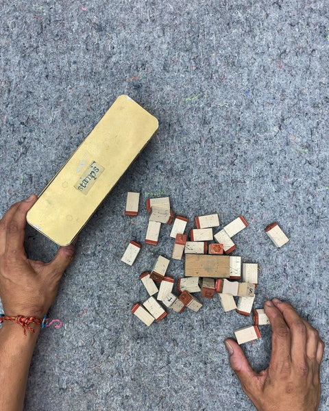 Rubber Letter and Number Stamps with Tin Box