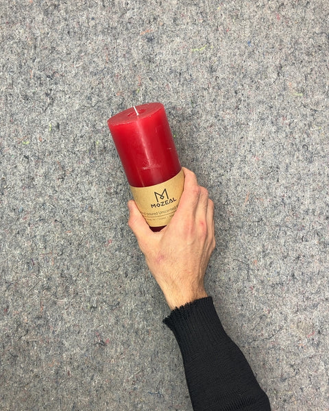 Mozcal Red Unscented Pillar Candle