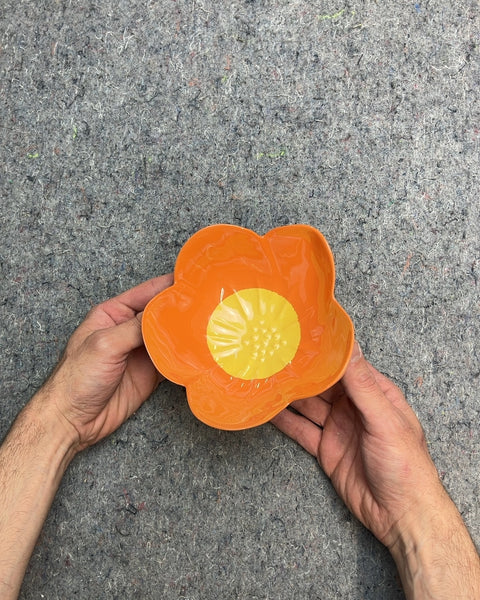 Lil' Orange Flower Shaped Thick Plastic Bowl