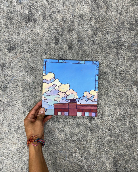 Cloudscape and Building Painting on Canvas