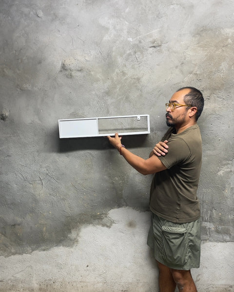 Metal Wall-Mounted Shelf with Container, 24x4.5x5"