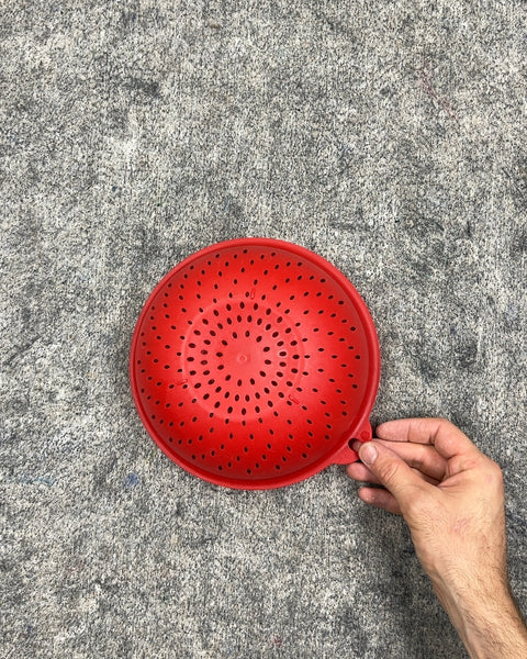 Red Plastic Colander, 8"