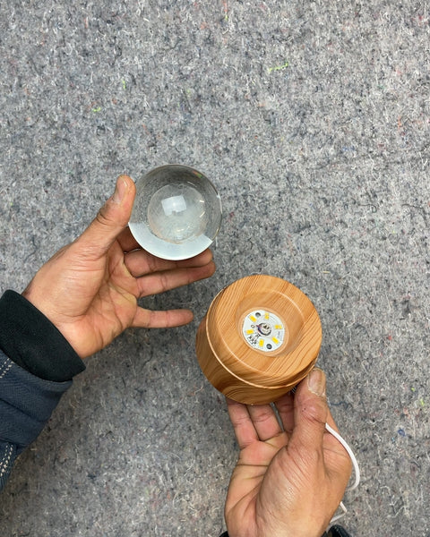Crystal Ball with Wooden Base and Light