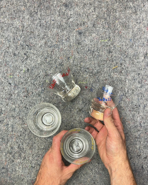 Set of Four Lo-Ball's Glass Shot Glasses