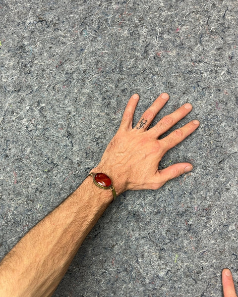 Red Stone and Brass Bracelet