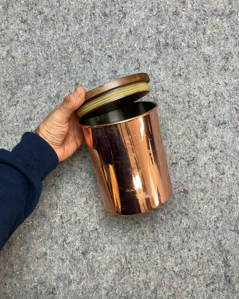 Copper Canister with Wood Lid