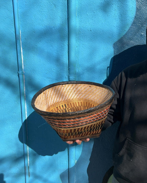 Vintage Hand-woven African Basket, 13"