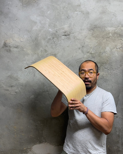 Curved Bamboo Monitor / Laptop Stand, L20"