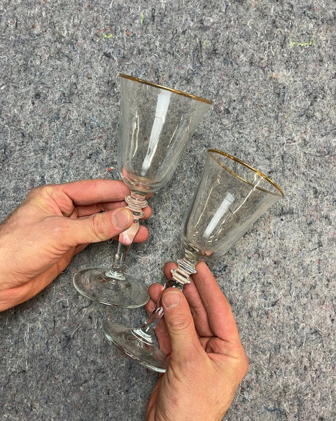 Another Two Vintage Wine Glasses with Gold Trim