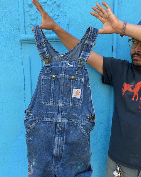 Carhartt Denim Overalls With Paint Stains From A Real Artist, Size 30x30
