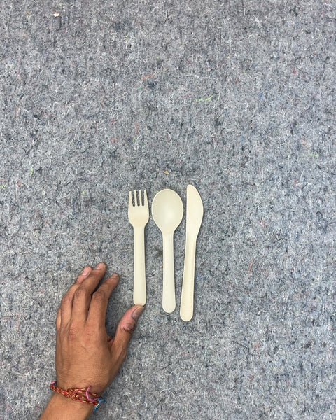 Cream Reusable Utensil Set