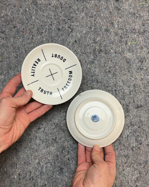 Two Decorative Saucers, Truth Freedom Doubt Reality