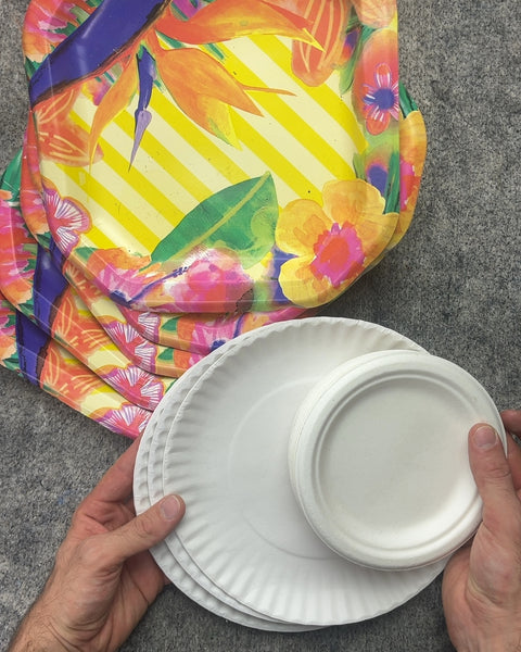 Tropical Floral Paper Plates and White Paper Plates