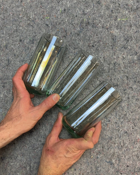 Three Clear Drinking Iridescent Glasses