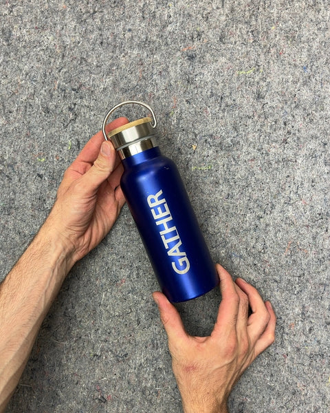 Gather Blue Water Bottle with Bamboo Lid
