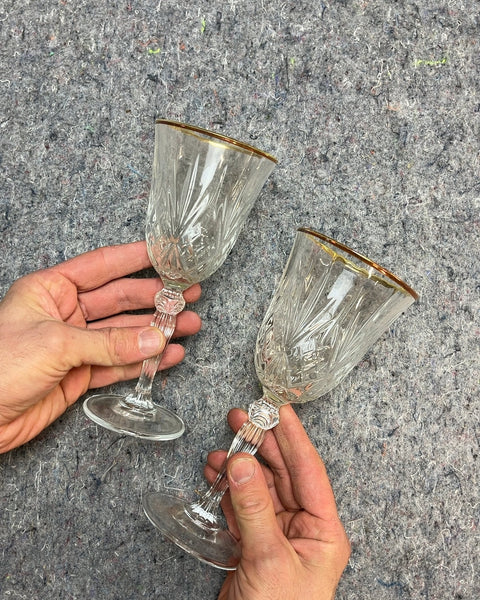 Two More Party Wine Glasses with Gold Trim